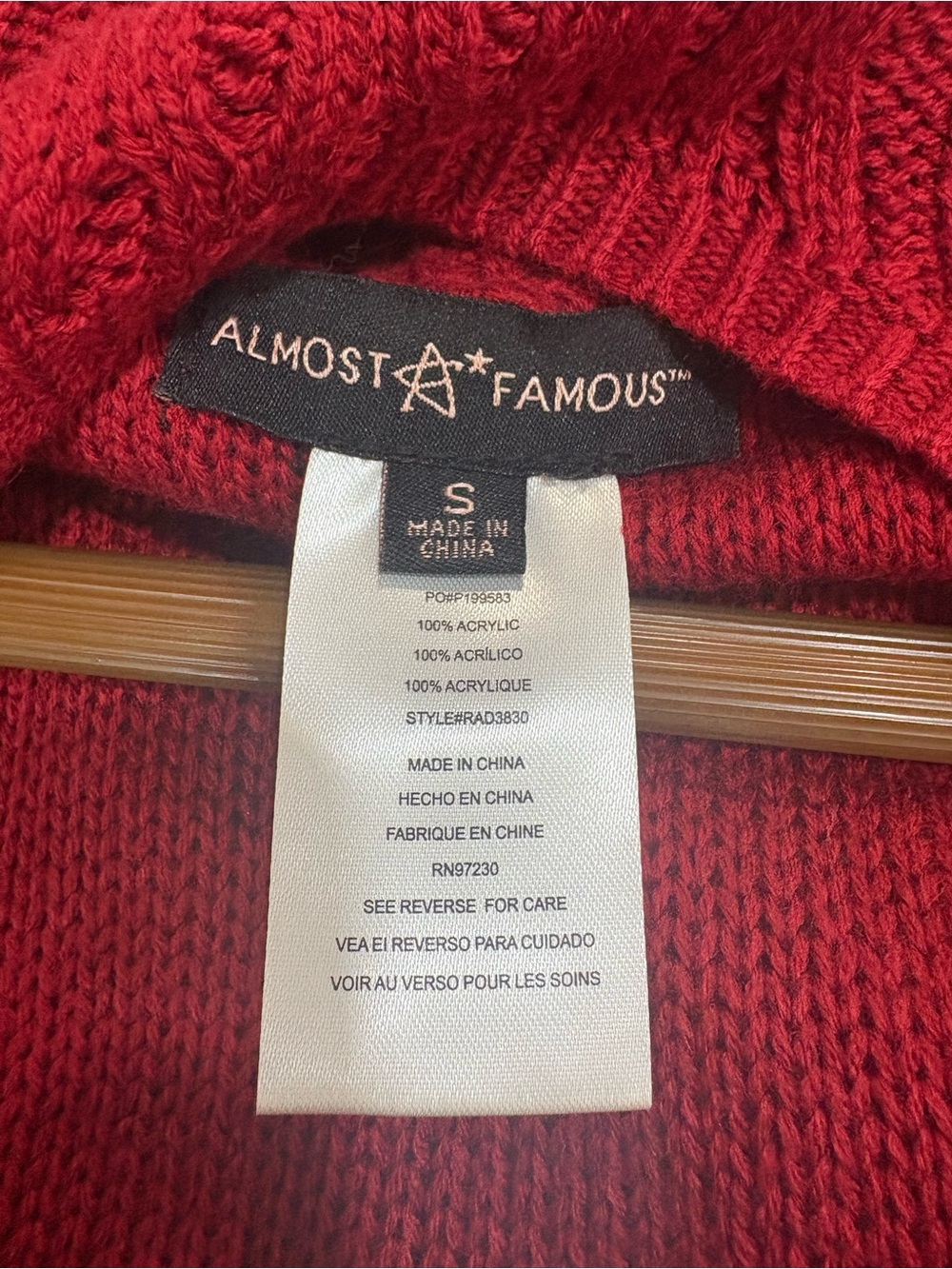 Crimson Red Cable-Knit Layered Mock-Neck Sweater Set - Picture 6 of 7